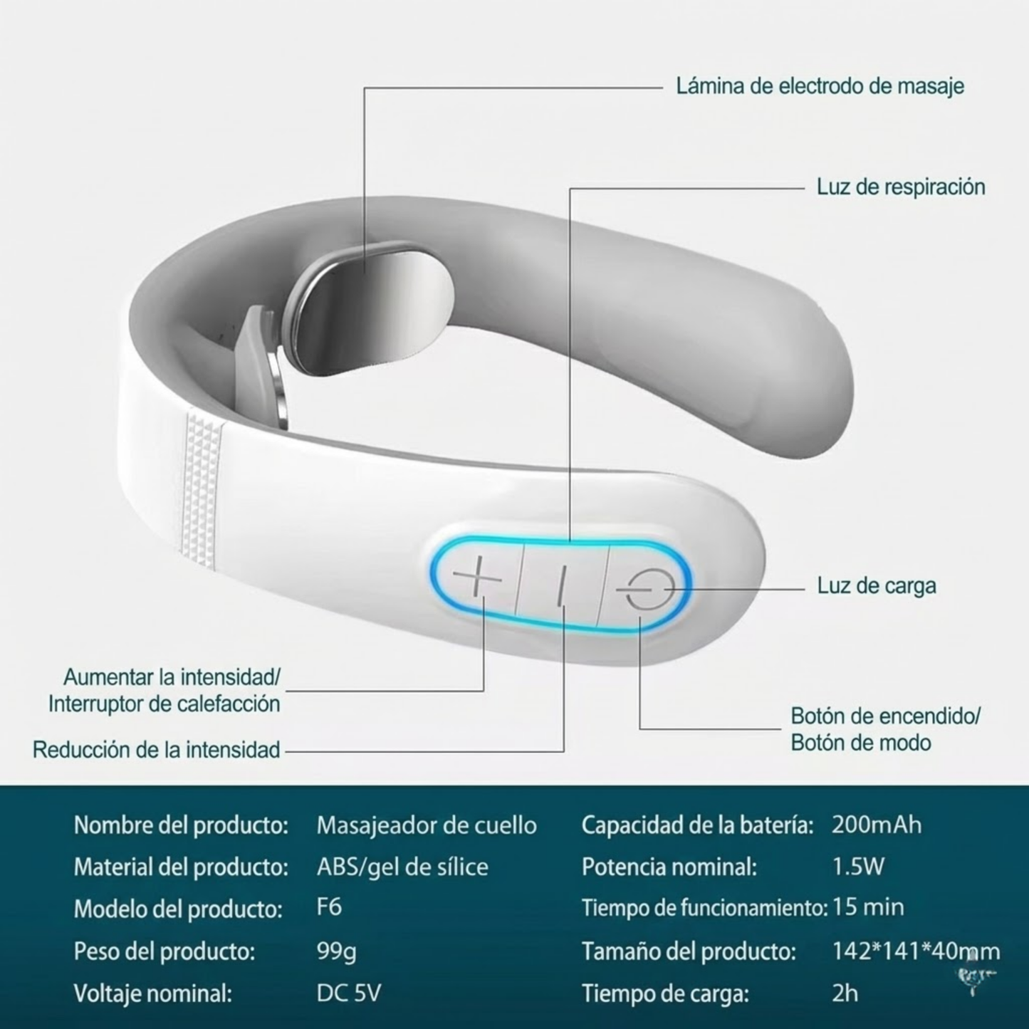 Masajeador Cervical Inteligente con Calor y Pulsos Electromagnéticos